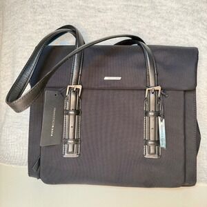 Francesco Biasia BIA63 Evolution Black Nylon Leather Briefcase Laptop Bag NWT